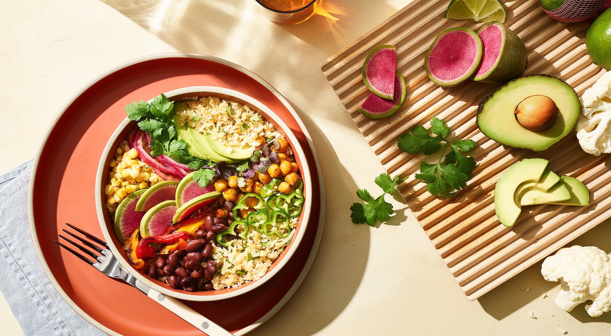 cilantro lime cauliflower rice bowl