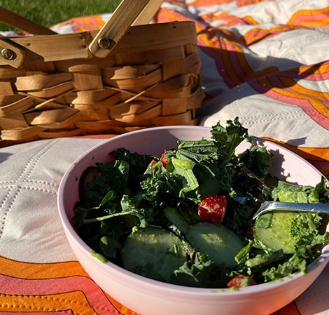 Cucumber and pea salad with green goddess dressing