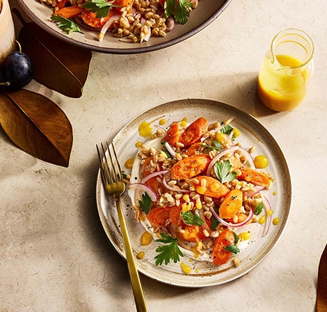 Carrot and Farro Salad with Apricot Dressing Carrot and Farro Salad