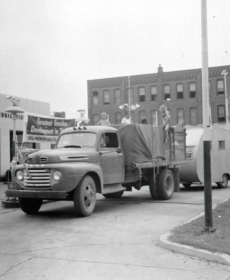 family in truck
