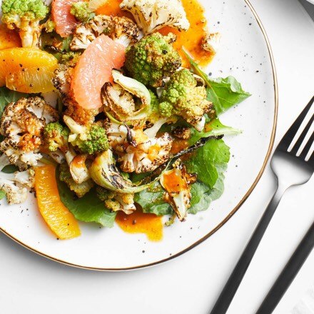 Charred Cauliflower Salad with Baby Kale and Citrus Segments Recipe