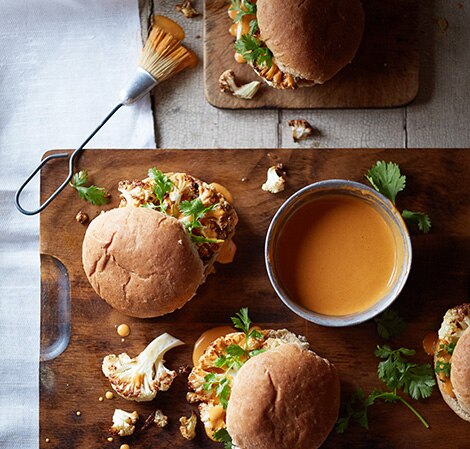 Roasted Cauliflower Slider with Buffalo Hot Sauce
